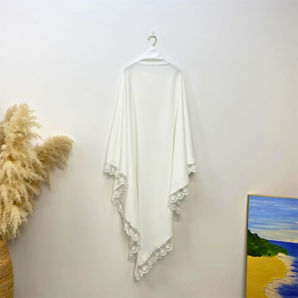 Premium Lace Ribbon Hijab - White