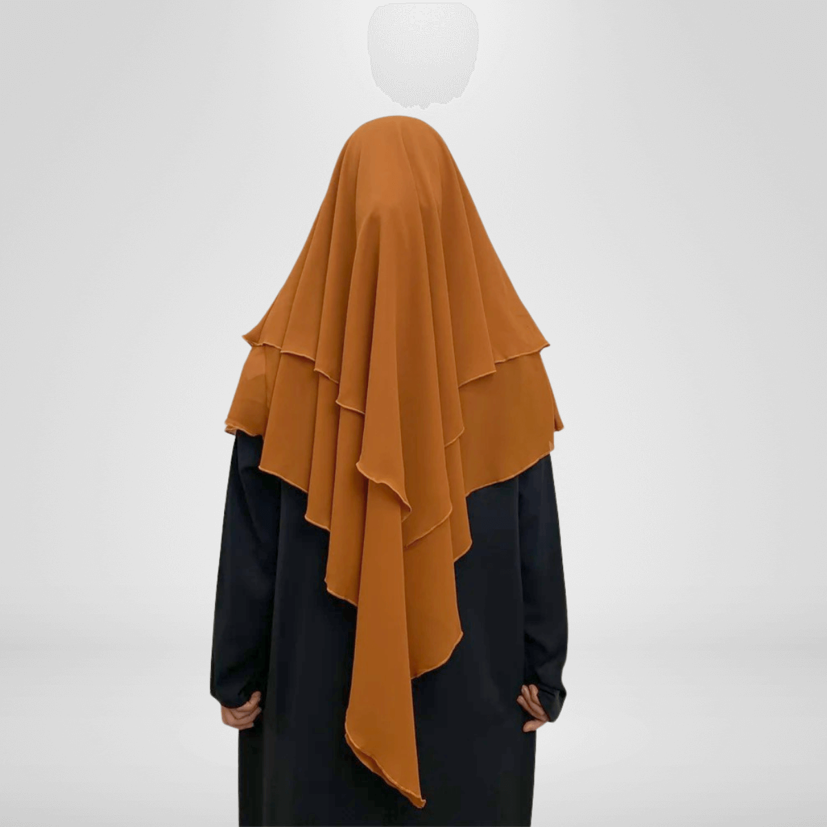 Medium Length Double Layer Chiffon Khimar - Brown