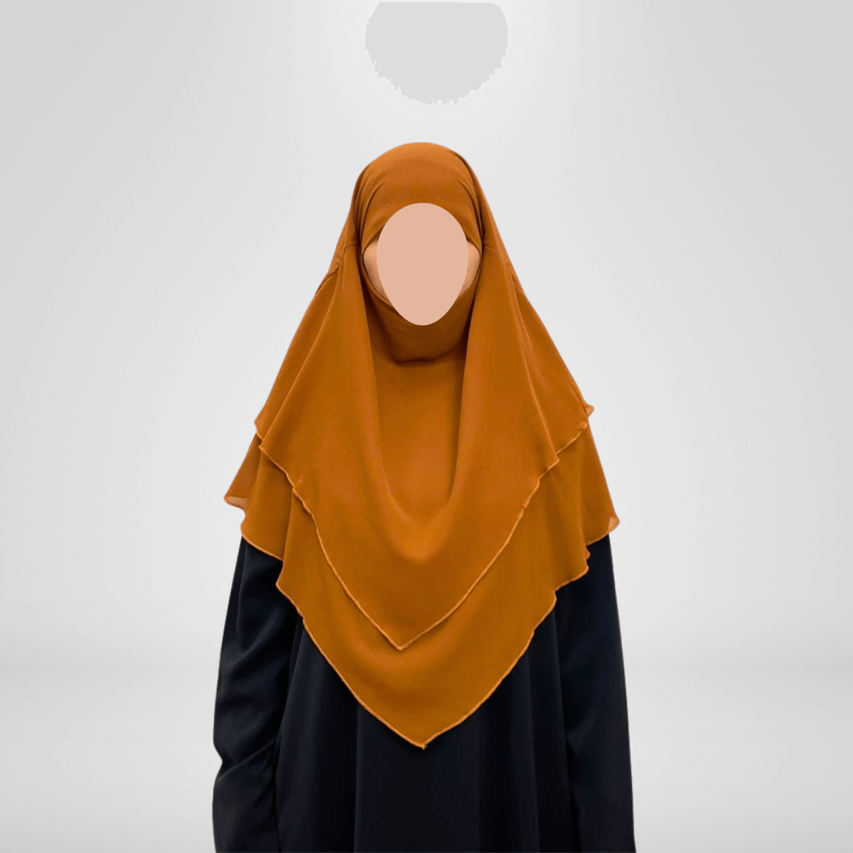 Medium Length Double Layer Chiffon Khimar - Brown